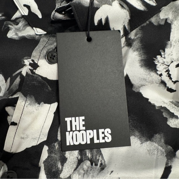 The Kooples Floral Button Up XXL Watercolor Garden Shirt Designer Black White - Picture 5 of 11